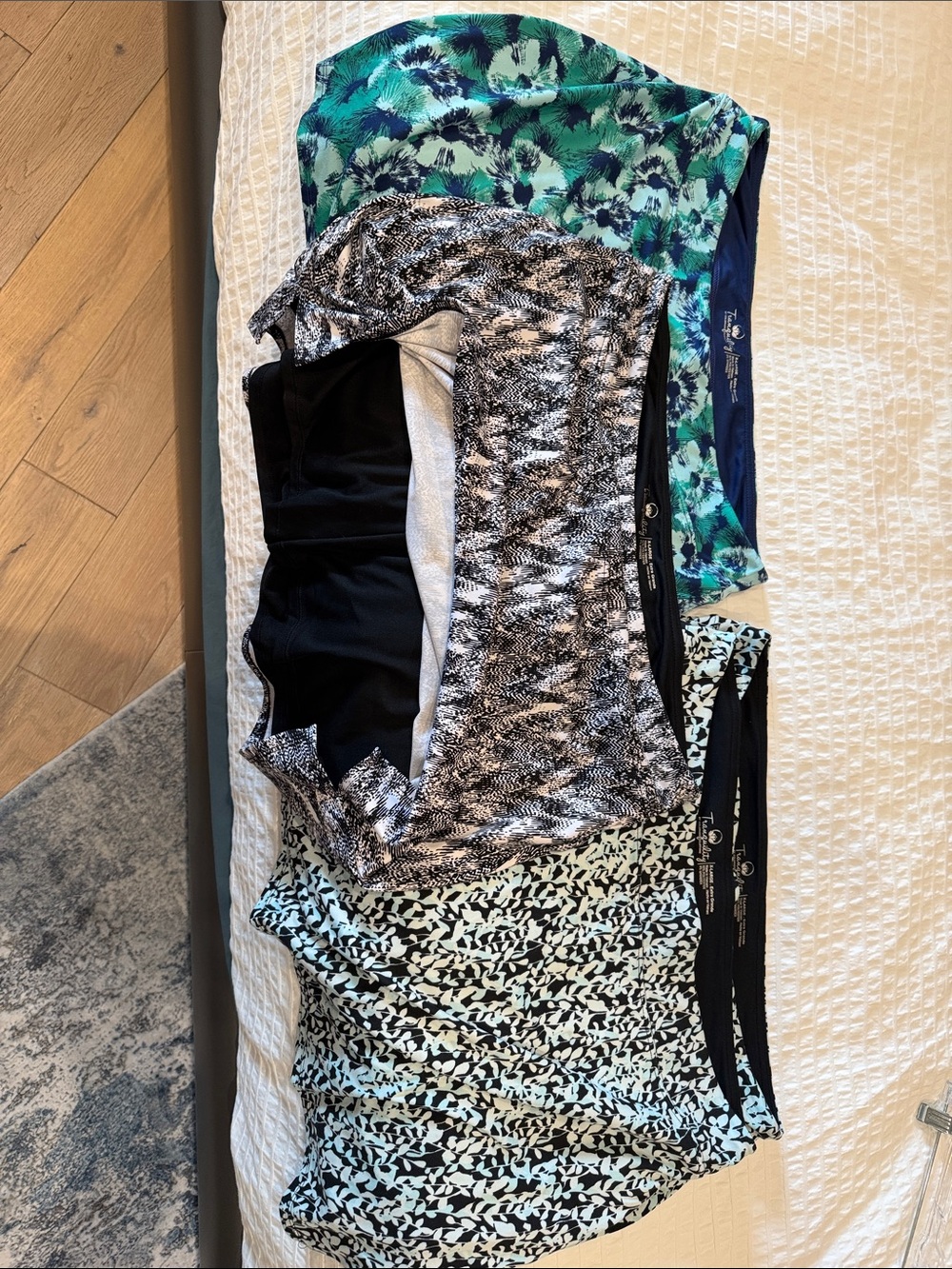 Lot of four pairs of skorts- Green, Black & Aqua Prints